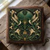 ART DECO ZWEI SMARAGD-KOLIBRIS KERAMIKFLIESE