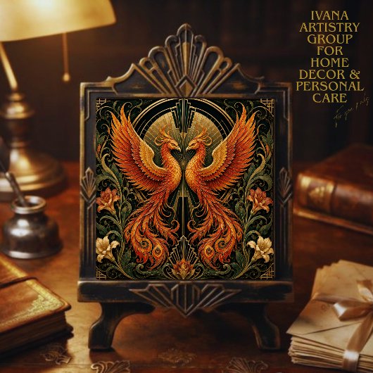 ART DECO ZWILLINGS-PHOENIX-KERAMIKFLIESE FLIESE