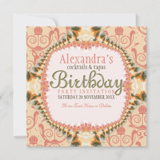 Art Decor & Lace Birthday Cocktail Party Einladung