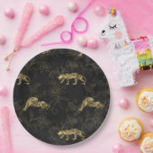 Art Deko Anspruchsvoller Black and Gold Leopard Pappteller (Party)