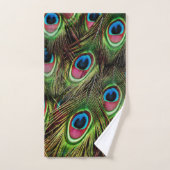 Art Deko aquamarine türkisgrüne Pfauenfeder Badhandtuch Set (Handtuch)