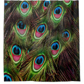 Art Deko aquamarine türkisgrüne Pfauenfeder Duschvorhang (Vorderseite)