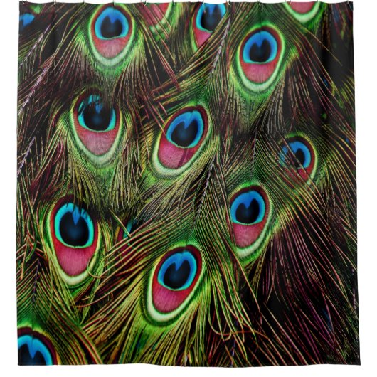 Art Deko aquamarine türkisgrüne Pfauenfeder Duschvorhang (Vorderseite)