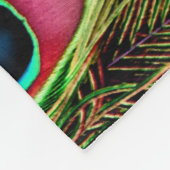 Art Deko aquamarine türkisgrüne Pfauenfeder Fleecedecke (Ecke)