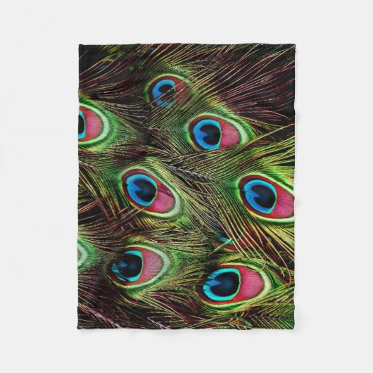 Art Deko aquamarine türkisgrüne Pfauenfeder Fleecedecke (Vorderseite)
