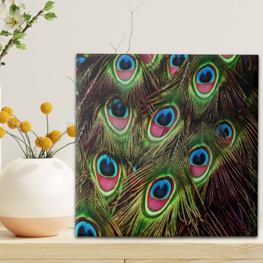 Art Deko aquamarine türkisgrüne Pfauenfeder Fliese