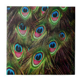 Art Deko aquamarine türkisgrüne Pfauenfeder Fliese (Vorderseite)