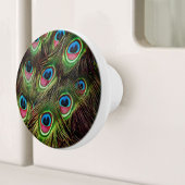 Art Deko aquamarine türkisgrüne Pfauenfeder Keramikknauf