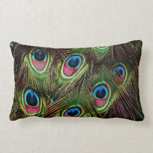 Art Deko aquamarine türkisgrüne Pfauenfeder Lendenkissen