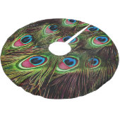 Art Deko aquamarine türkisgrüne Pfauenfeder Polyester Weihnachtsbaumdecke (Schrägansicht)