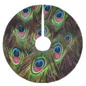 Art Deko aquamarine türkisgrüne Pfauenfeder Polyester Weihnachtsbaumdecke (Vorderseite)