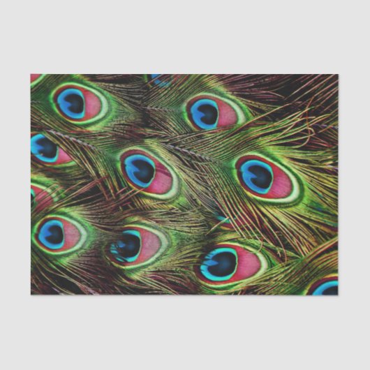 Art Deko aquamarine türkisgrüne Pfauenfeder Seidenpapier (Vorderseite)