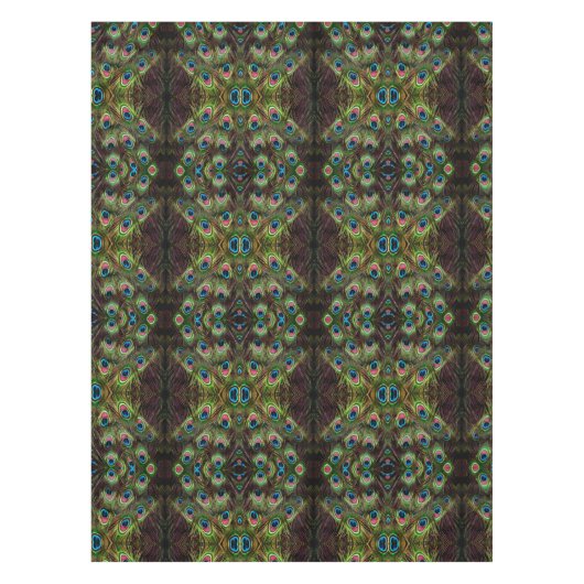 Art Deko aquamarine türkisgrüne Pfauenfeder Tischdecke (Vorderseite)