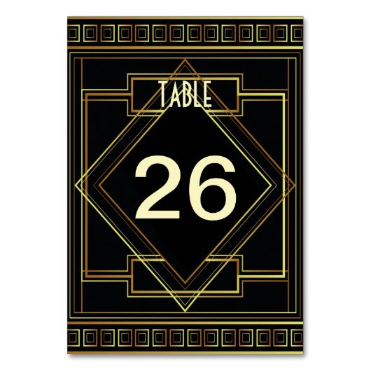 Art Deko Black and Gold große Hochzeit Tischnummer (Rückseite)