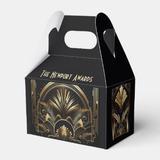 Art-Deko Black & Gold Gastgeschenke Personalisiert Geschenkschachtel