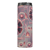 Art Deko Blume Muster Blumengeometrie lila Thermosbecher (Rückseite)