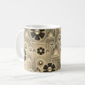 Art Deko Blume Muster Vintages Blumengold Kaffeetasse (Vorderseite Links)