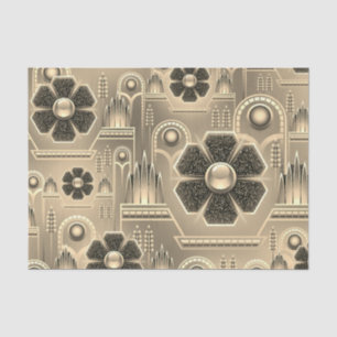 Art Deko Blumengeometrie-Goldmuster Vintag Seidenpapier
