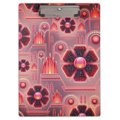 Art Deko Blumengeometrie rosa orange Klemmbrett (Vorderseite)