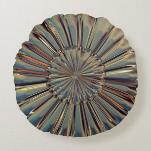 Art Deko Bronze Metallic Look Gold Fan Muschel Rundes Kissen