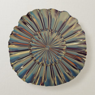 Art Deko Bronze Metallische Blume Medaille Rundes Kissen