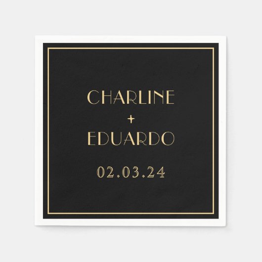 Art Deko brüllt 20er Hochzeit Serviette (Vorderseite)