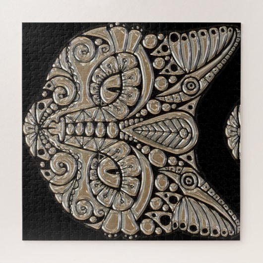 Art Deko Cat Black and Gold 676 Stück Puzzle (Horizontal)