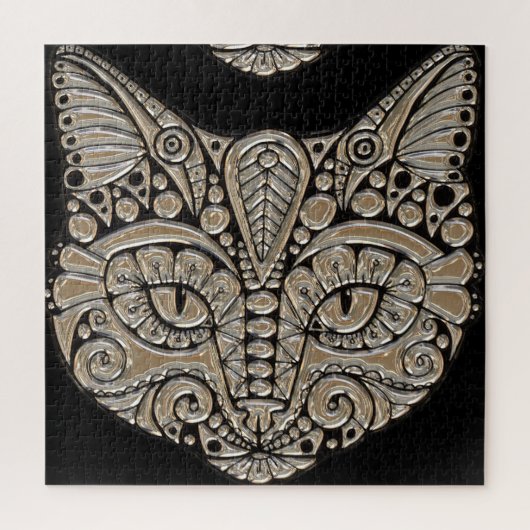 Art Deko Cat Black and Gold 676 Stück Puzzle (Vertikal)