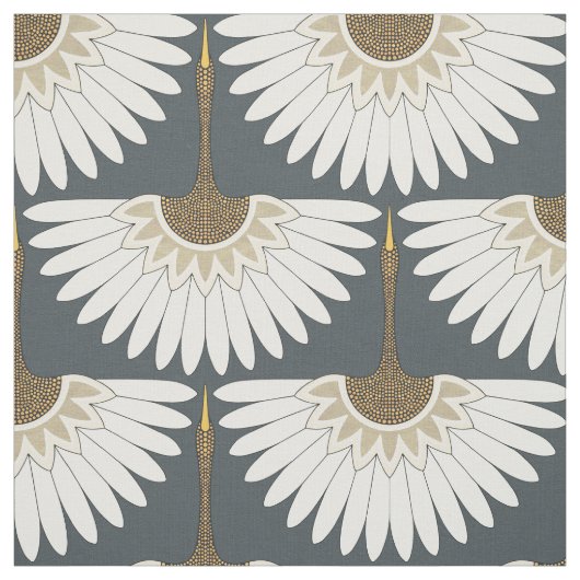 Art Deko Cranes obsidian grau Stoff (Muster)