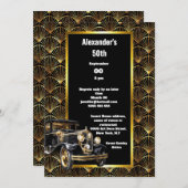 Art Deko Dodge Automobil-Bogengold Schwarzes Muste Einladung (Vorne/Hinten)