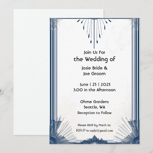 Art Deko Einladung (Vorne/Hinten)