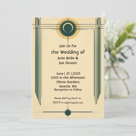 Art Deko Einladung (Stehend Vorderseite)