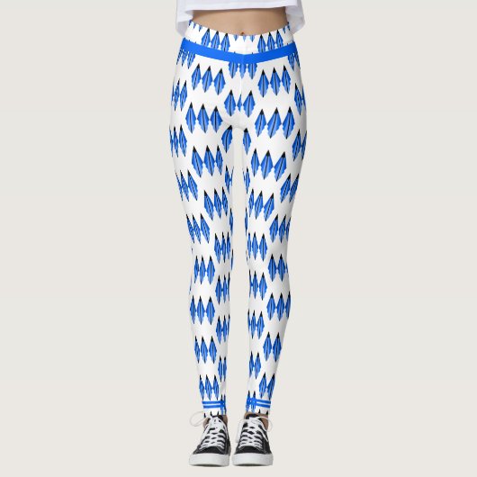 Art Deko Element in blauen Leggings (Vorderseite)