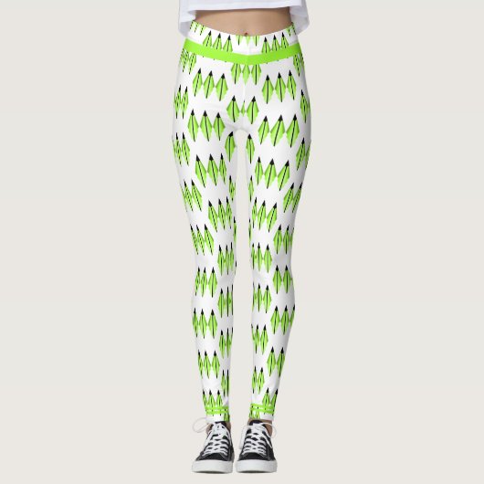 Art Deko Element in hellgrünen Leggings (Vorderseite)