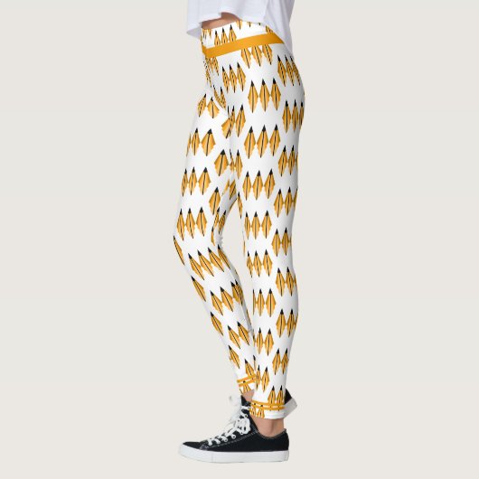 Art Deko Element in hellorangen Leggings (Links)