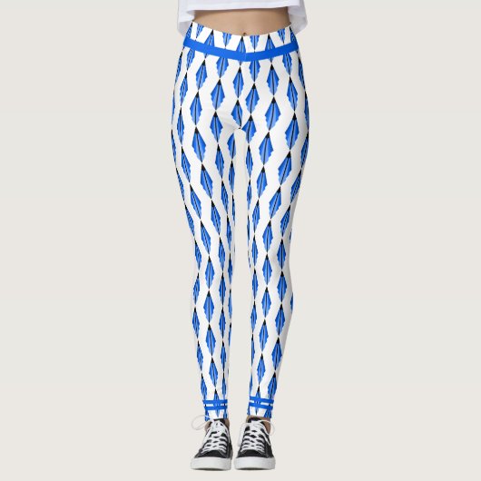 Art Deko Element in tiefblauen Leggings (Vorderseite)