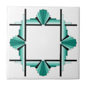 Art Deko-Elemente in aquamarin grün und schwarz Fliese (Vorderseite)