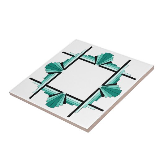 Art Deko-Elemente in aquamarin grün und schwarz Fliese (Seite)