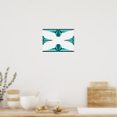 Art Deko Elemente in aquamarinem grünem Poster (Küche)