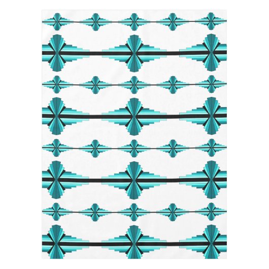 Art Deko Elemente in aquamariner grüner Tischdecke (Vorderseite)