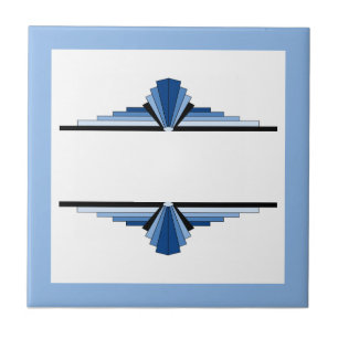 Art Deko Elemente in Blau, Marine und Schwarz Fliese