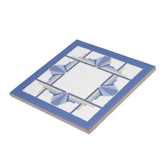 Art Deko Elemente in Creme & Asche Blau Fliese (Seite)