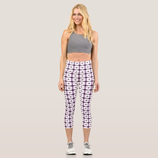 Art Deko Elemente in dunklem Pflaume Capri Leggings (Vorderseite)