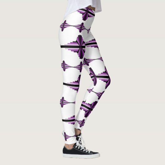 Art Deko-Elemente in Leggings mit dunklem Pflaum (Rechts)