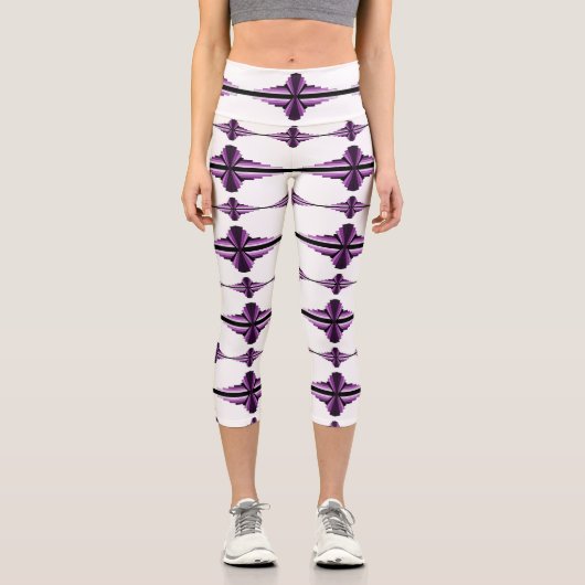 Art Deko-Elemente in Leggings mit dunklem Pflaumen (Vorderseite)