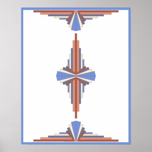 Art Deko Elemente in Rose Gold & Blau (Vorne)