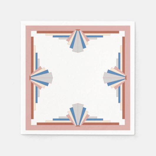 Art Deko Elemente in Rose gold & blau12h Serviette (Vorderseite)