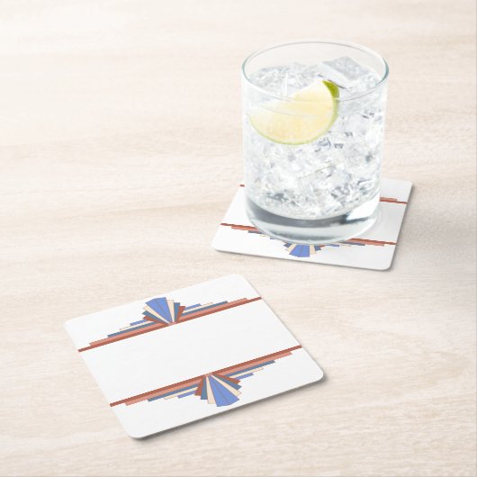 Art Deko Elemente in Rose gold & blau 10d Rechteckiger Pappuntersetzer (Vor Ort)