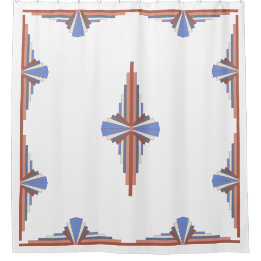 Art Deko Elemente in Rose Gold & Blau Duschvorhang (Vorderseite)