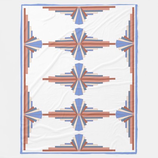 Art Deko Elemente in Rose Gold & Blau Fleecedecke (Vorderseite)